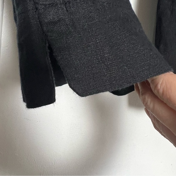 Bryan Walker Wide Leg Black Linen High Rise Crop Ankle Pant Pull On Elastic M - Picture 4 of 11